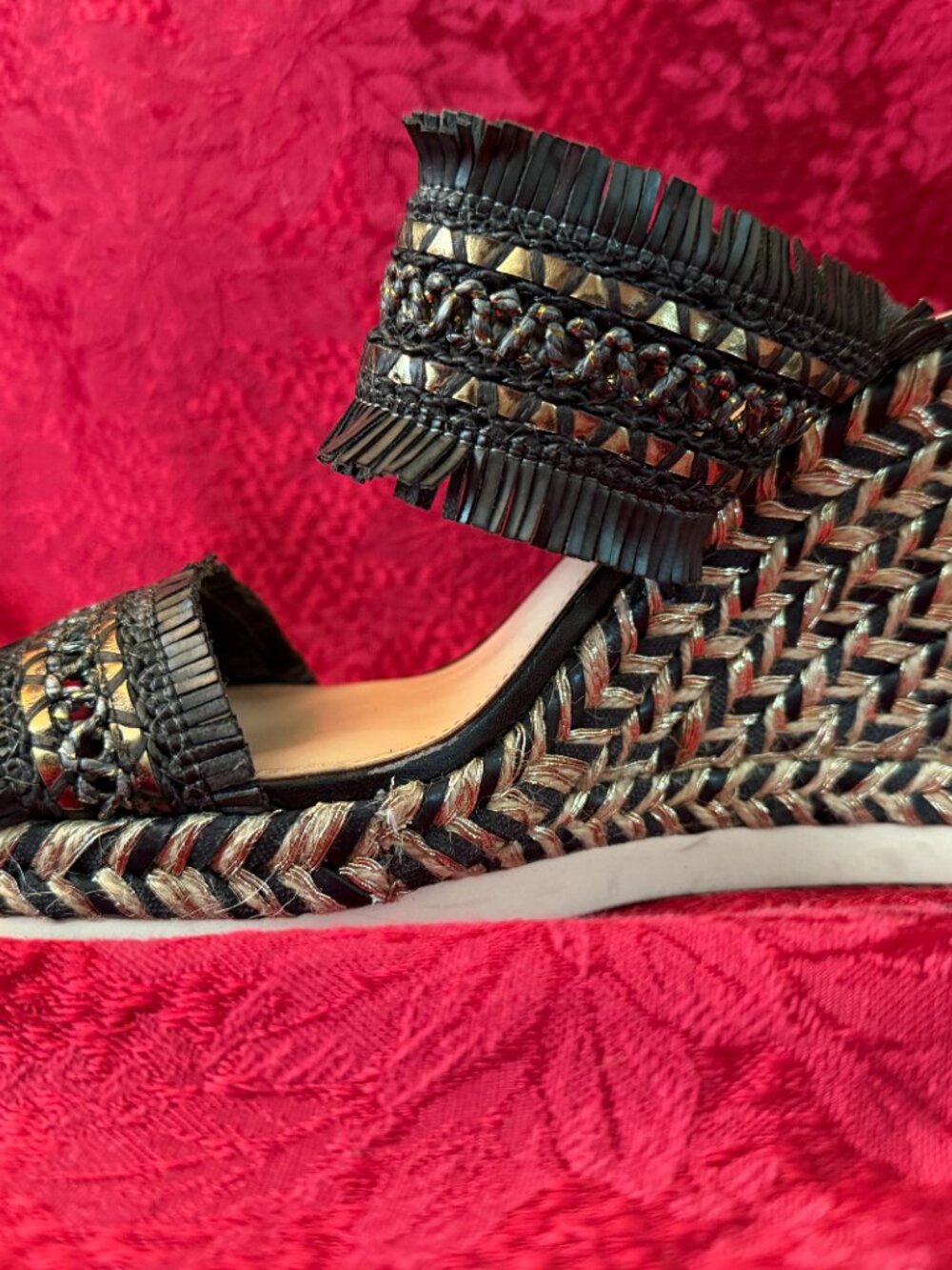 Vince Camuto Brittnuh Black Espadrille Wedge Slip on Platform Sandals Sz 9.5 - Picture 12 of 15